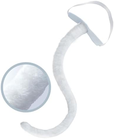 White Cat Tail Costume Faux Fur Furry Tail, Tails Costume Halloween Cosplay image 5