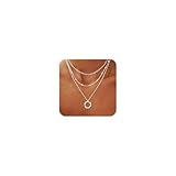 Picuzzy Layered Silver Plated Necklaces for Women, Layering Stacked Stackable Layer Silver Plated Choker Necklaces for Women Trendy Stack Stacking Circle Pendant Paperclip Chain Necklace Jewelry Set