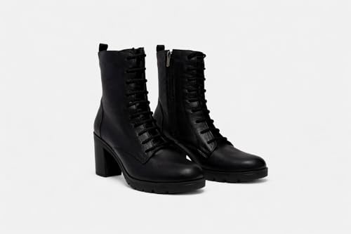 Bottes à talon de 10 cm en cuir véritable avec lacets et zip