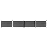 Gartenzaun WPC | Zaunelement Set WPC | Sichtschutzzaun Windschutzzaun | Windschutz Terrasse Garten | Schwarz | WPC Verbundwerkstoff+Aluminium | 699x105cm