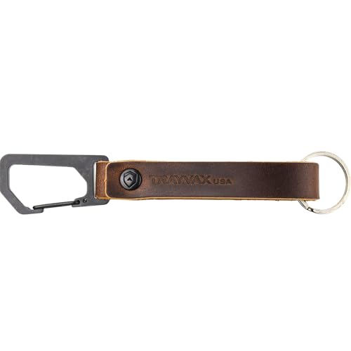 Trayvax Keyton Leather Keychain, Quick Release Carabiner Clip Key Chain for Men and Women, Stainless Steel, Black Mississippi Mud