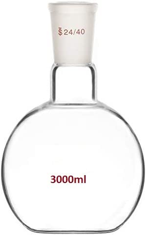 Salco Borosilicate Glass Heavy Wall Single Neck Flat Bottom Boiling Flask with 24/40 Standard Taper Outer Joint (3000 ML)-image-36