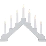 El candelabro cuenta con siete bombillas E10 de 3 W cada una y una vida útil de 1000 horas (flujo luminoso de la bombilla < 60 lm). Con su luz blanca cálida, esta decoración de madera crea una atmósfera de bienestar y te dará un toque maravilloso en Navidad