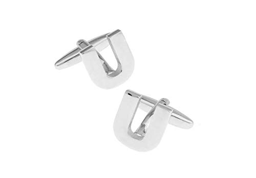 Mancuernillas de plata con letra U para hombre