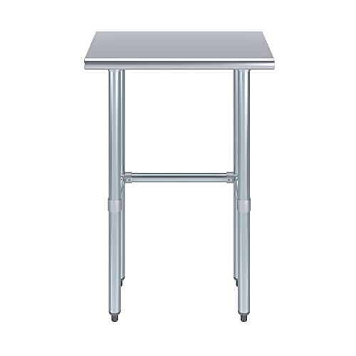 Image of AmGood Stainless Steel Work Table Open Base | Metal Work Bench (Stainless Steel Table Open Base, 24 inch Long x 14 inch Deep)