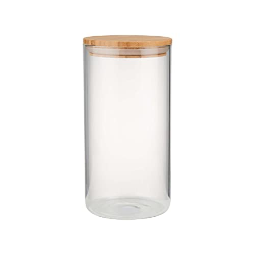 BUTLERS Vorratsglas mit Deckel 1750ml runder luftdichter Glasbehälter-WOODLOCK- Vorratsdosen aus Borosilikatglas zur Aufbewahrung von Gewürzen, Pasta, Kaffee, Tee, Müsli