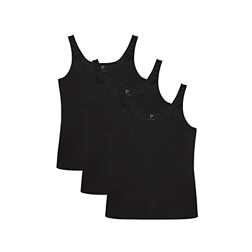 basicamente. Kit 3 Regatas Gola U Feminina Preto G, Regata