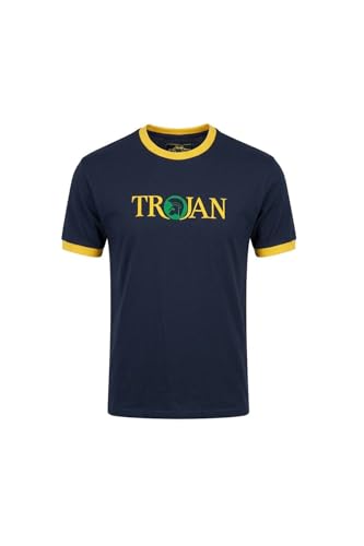 T-shirt Logo Ringer Trojan Uomo Maglietta con Logo Ringer, Navy, XL