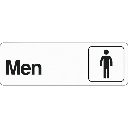Hy-Ko D-4 Men Info Graphic Plastic Sign, 3" x 9", Black/White