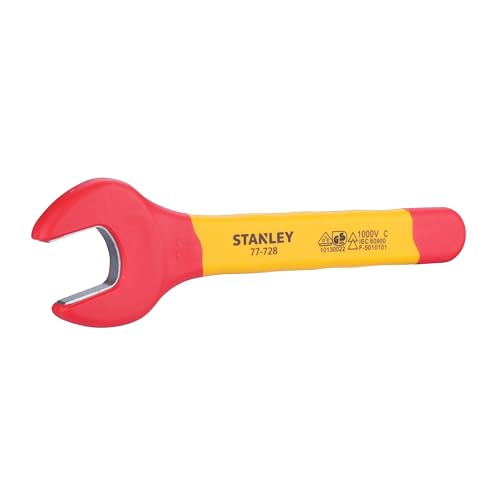 Image of Stanley STMT77728-23B VDE Insulated Open End Wrench 22mm, Ideal For Repair Of Electric Vehicles, Red and Yellow