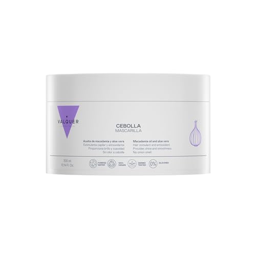 VALQUER Mascarilla de Cebolla | Repara, Revitaliza y Nutre en Profundidad | Brillo y Suavidad para Todo Tipo de Cabello | Antioxidante con Aceite de Macadamia y Aloe Vera | 300 ml