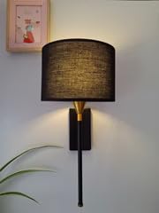 Image of CORAL TREE -Drum Black Cotton Shade with Metal Base Plate Wall Light Wall Lamp for Indoor Decoration Wall Lighting Living Room Hallway