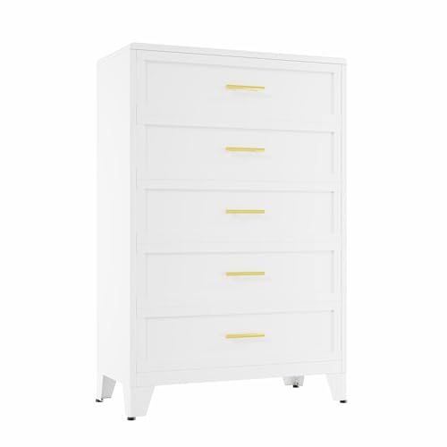 risuoge 5-Drawer White Dresser