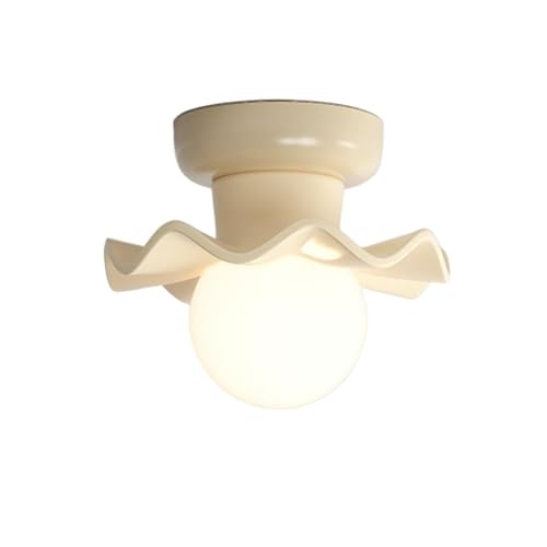 Lámpara de Techo Moderna de Color Crema, semiempotrada, nórdica, con Forma de Flor, para Pasillo, escaleras, mesita de Noche