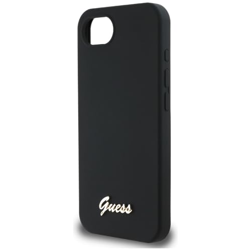 Coque pour iPhone 16e Guess Silicone Script Metal Logo GUHMPSE4SMBSLK - vue 7