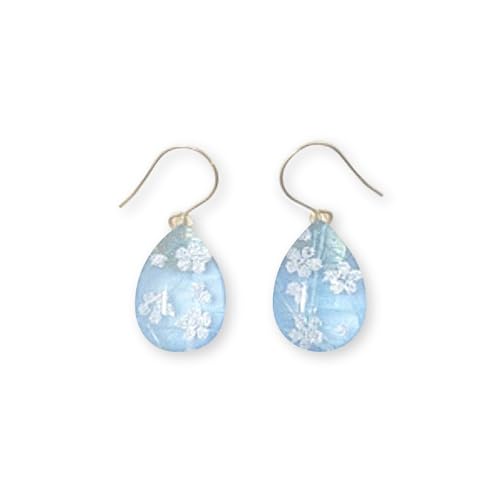 IKAZAKI WASHI JEWERLY しずくピアス「ライトブルー」桜柄