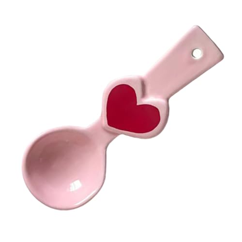 Homoyoyo Set di Cucchiai in Ceramica a Forma di Cuore Cucchiai da Zuppa Riutilizzabili a Manico lungo e Yogurt Adatti per Cucina e Uso Quotidiano