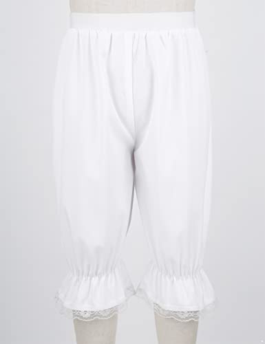 Agoky Kids Girls Classic Pantaloon Pettipants Victorian Pantaloons Halloween Carnival Party Costume Loose Lace Trim Bloomers White 5-6