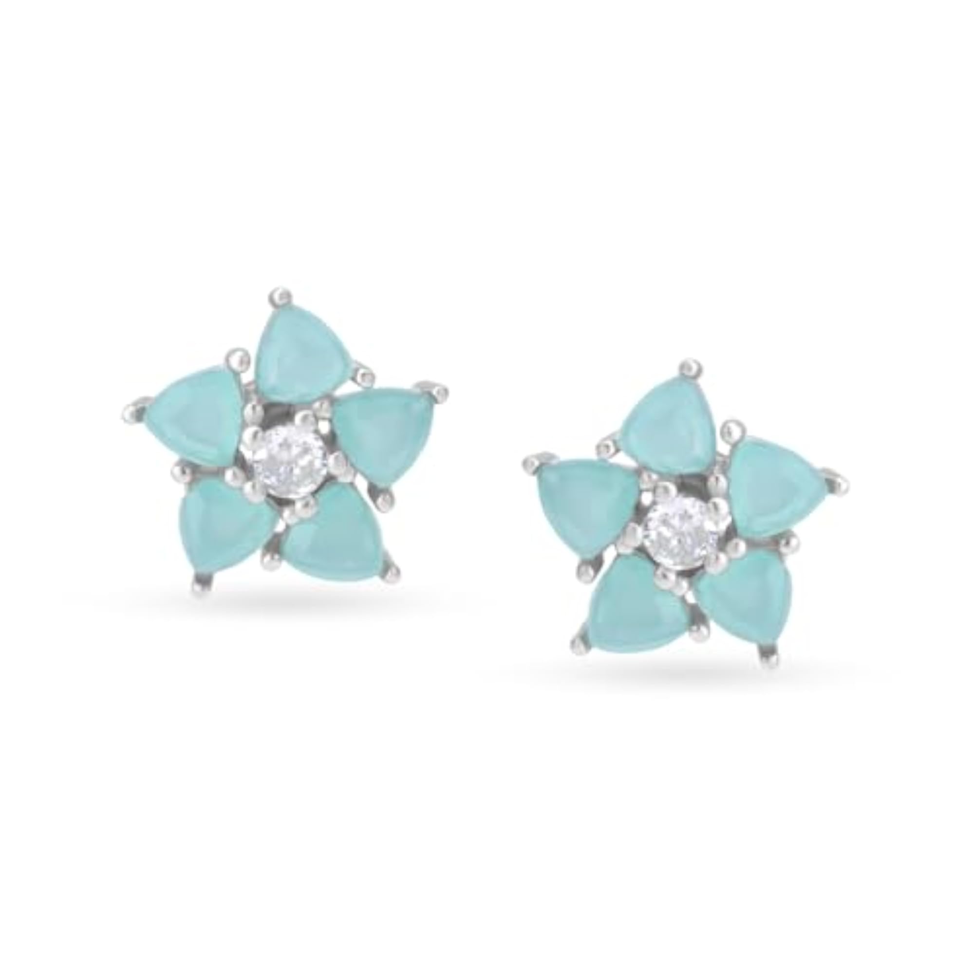 Women's 925 Sterling Silver Mint Floret Stud Earrings