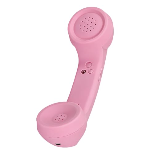 Auricular retro Bluetooth inalámbrico rosa con sistema ergonómico de llamada cómoda