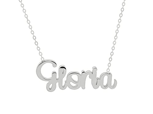 Only faith Collar para mujer con nombre personalizado Acero inoxidable con caja de regalo original Cadena colgante joya personalizada especial para amigas, novios (Gloria-Plateado)