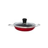 IMUSA Mini Fry Pan 5.8” Nonstick Skillet, Caribbean Red Ceramic Egg Pan with Glass Lid, Small Aluminum Cookware for Single Servings, PFAS Free