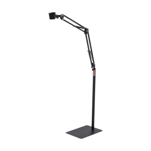 TAPMING Soporte para secador de pelo, rotación de 360°, soporte de suelo, capacidad de carga  1 kg/2,2 libras, para baño, peluquería, sección individual, longitud 35 cm, negro