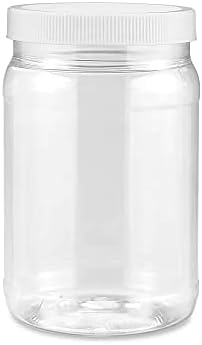 SMART SOLUTIONS Clear Plastic Mason Jars (18 oz 24 pack) | With Screw-On Airtight Lids | Refillable | No BPA | Perfect for Crafts, Herbs, Slime, Food & Liquids | Made in USA 18 oz 24 Pack White