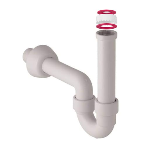 Schläfer 439503 | Siphon de vidange en S pour salle de bain, cuisine et évier, tuyau de 40 mm de diamètre, raccord universel 1 1/2 et 1 1/4