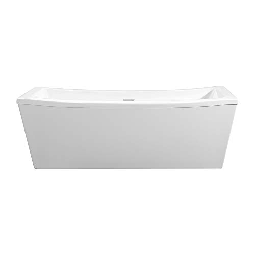 Ove Decors Freestanding Soaking Bathtub In Pure, Modern Tub With Chrome Pop Up Drain And Waste Overflow, 70 Inches, Terra 70 White #TOP5