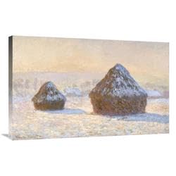 24 x 36 in. Wheatstacks, Snow Effect, Morning - Meules, Effet De Neige, Le Matin Art Print - Claude Monet
