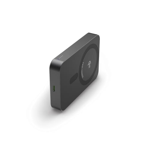 Hama Batterie Externe sans Fil Qi2 10000 mAh pour Apple MagSafe iPhone (Charge par Induction, Pass Through, Power Bank Compact, Chargeur Portable USB-C, Charge Rapide Sécurisée, Voyant LEDs) Gris