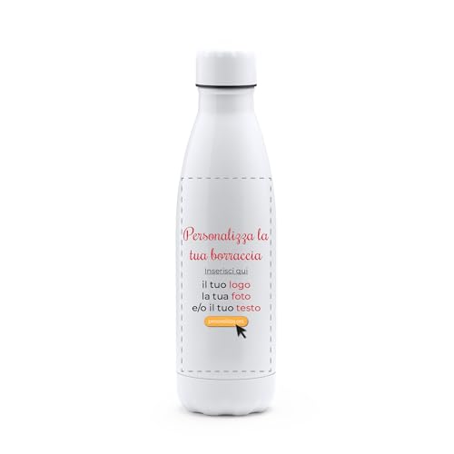 Bottiglia Acciaio Inox 304 700ml – Personalizzabile con Foto, Testo o Logo – Borraccia Termica Riutilizzabile, Senza BPA – Idea Regalo Sport, Ufficio, Scuola, Outdoor (Bottiglia acciaio 700 ml)