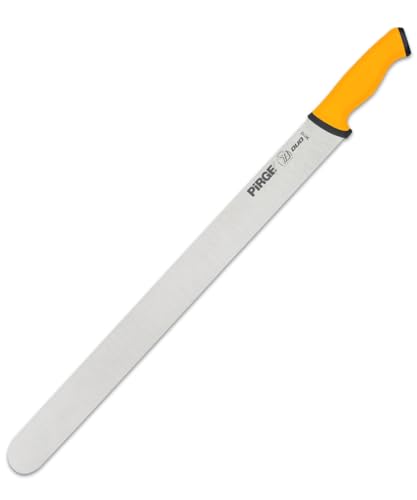 Pirge Duo Dönermesser 55 cm Gelb - Aufschnittmesser - Schärfstes Döner Langmesser - Schneidemesser - Fleischmesser - BBQ Messer - Edelstahl Profi Küchenmesser - Ergonomisches Griffdesign