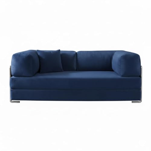Image of Torque Vegas Three Seater Sofa Cum Bed for Sleeping-Blue | Premium Suede Fabric 3-Seater Double Foam Fold Out Sofas Bed | Convertible 3-in-1 Sofa Cuma Bed for Office