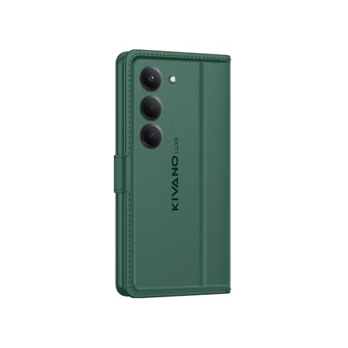 Image of KIVANO LUXE Compatible for Redmi 15 5G Luxury Handmade Leather Magnetic Flip Folio Case | Card Holder & Kickstand | Slim Protective Cover | Unisex - Green