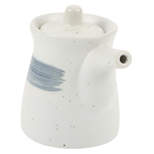 COLLBATH Japanese Style Ceramic Soy Sauce Dispenser Condiment Storage Bottle for Oil Vinegar Multi Functional Seasoning Jar with Design Easy to Clean
