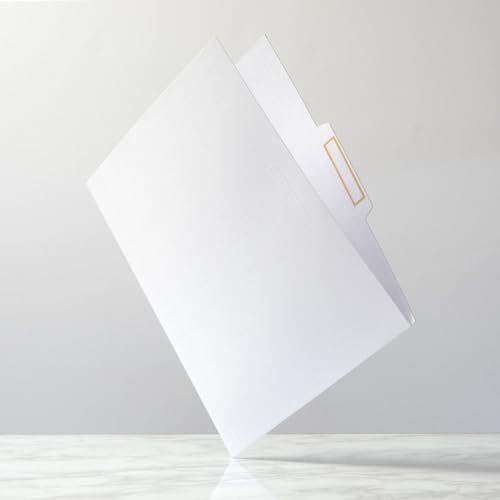 russell+hazel Pastas de arquivo brancas, inclui etiquetas laminadas, 12 unidades de 29,8 cm x 24,7 c