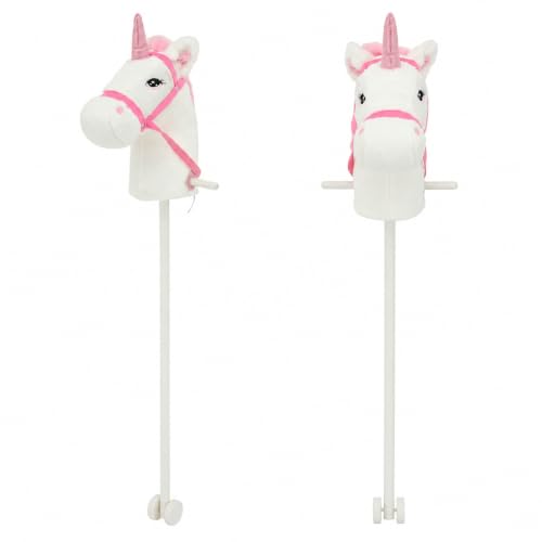 Sweety Toys 10554 Einhorn Steckenpferd Weiss mit Funktion Gewieher und Galoppgeräusch,