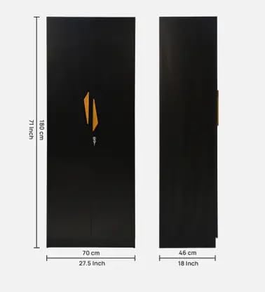 Image of Mintwud Pepperfry Engineered Wood Maya 2 Door Wardrobe | Modern Bedroom Almirah with Lock, Handles and Shelves | Wooden Cupboard for Clothes Storage (Wenge Finish) | 3 Years Warranty