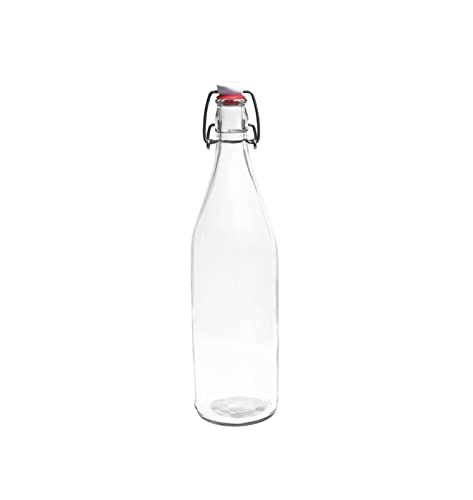 Image of Pure Source India Glass Water,Beer,Juice,Cold drinks Bottle With Steel Lock(Clear), 1000ml (1PCS)