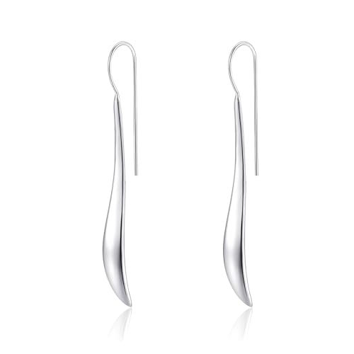 MetJakt - Pendientes de plata de ley 925 estilo retro, étnico, bohemio, con gancho largo, para mujer.