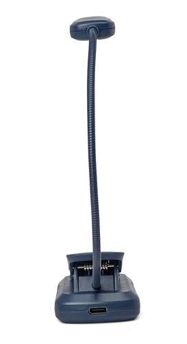 Image of DesignWorks Ink Rechargeable Booklight with Clip, Flexible Arm, 3 LED Light Settings, USB Charging Cord - Navy