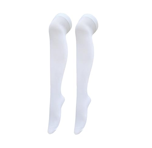 Image of Women's Opaque Stretchy Nylon Over Knee Thigh High Stockings Costume Socks