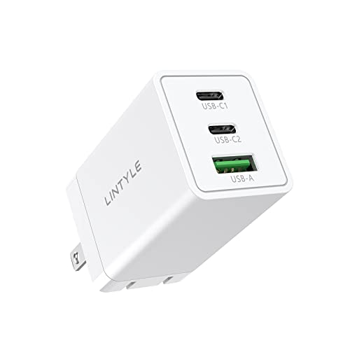 65W GaN USB C Charger 3-Port Fast Charger Block Mini USB C USB A Charger Foldable Type-C Wall Charger 65W Multiport Power Adapter for iPhone iPad Pro Samsung S22 S21 MacBook Pro Air HP Lapto