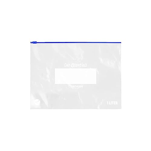 by Amazon Gefrierbeutel mit Reißverschluss, Transparent, Blau, 1 Liter, 20 Stück, 1er Pack
