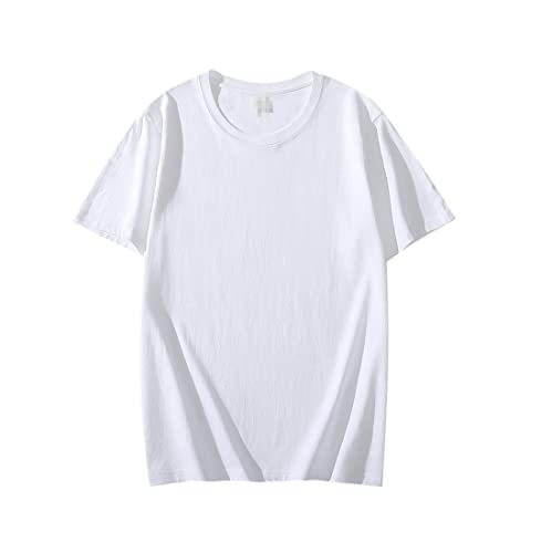 T-shirt en coton pour homme YIOLEAMP blanc 4XL à manches courtes