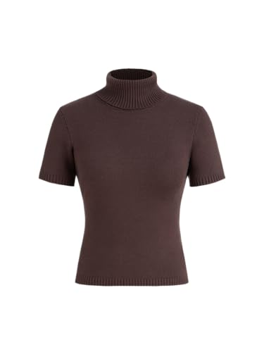 CIDER Women’s Short Sleeve Turtleneck Tops Cute Knit Slim Fit Sweater Blouses Basic Tee