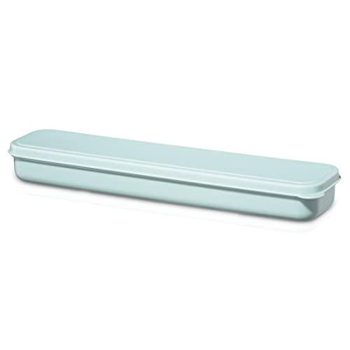 Xavax Besteck Set 4 teilig (Campingbesteck mit Messer, Gabel, Löffel aus Edelstahl, inkl. Box für Transport und Aufbewahrung, to Go Besteck für unterwegs, Reisebesteck spülmaschinenfest) Pastellblau
