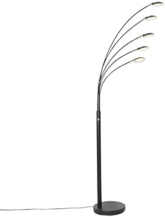 Qazqa - Design Floor lamp Black incl. LED 5-Lights - Sixties Trento- - Design | 5 Light - Steel Floor lamp - Suitable for Living Room I Bedroom I